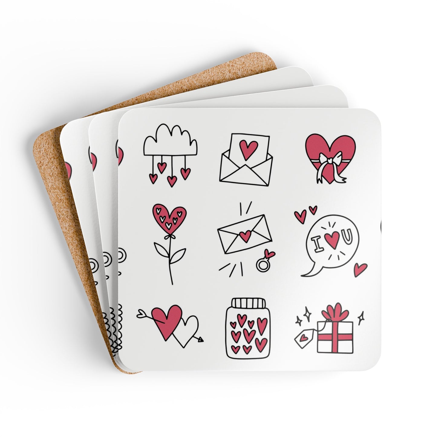 Love Icons   Custom Corkwood Coaster Set
