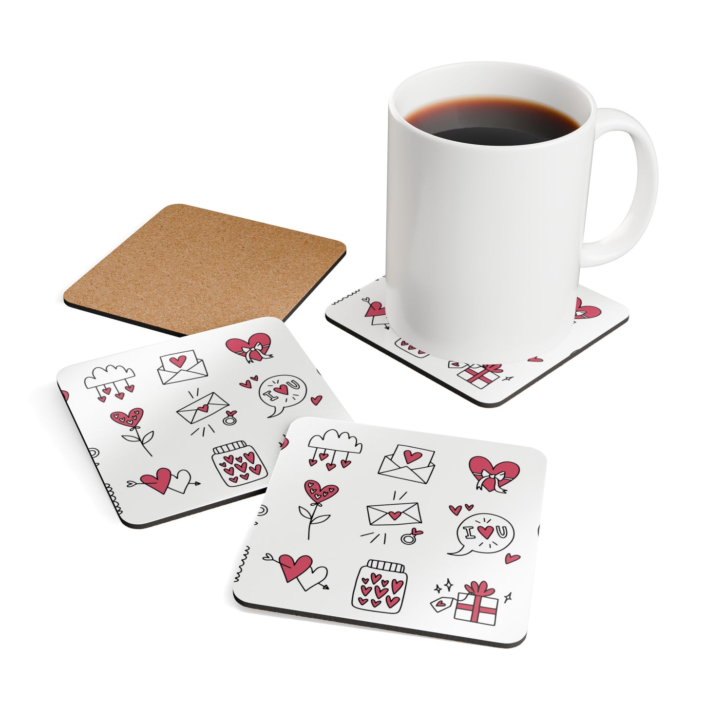 Love Icons   Custom Corkwood Coaster Set