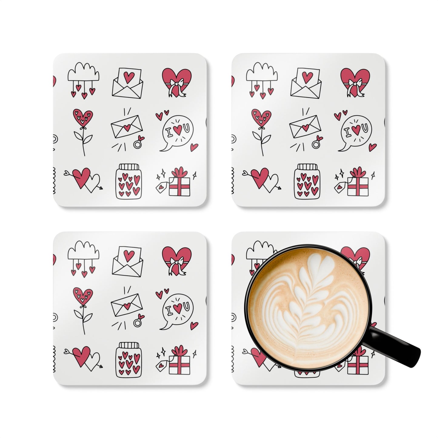 Love Icons   Custom Corkwood Coaster Set
