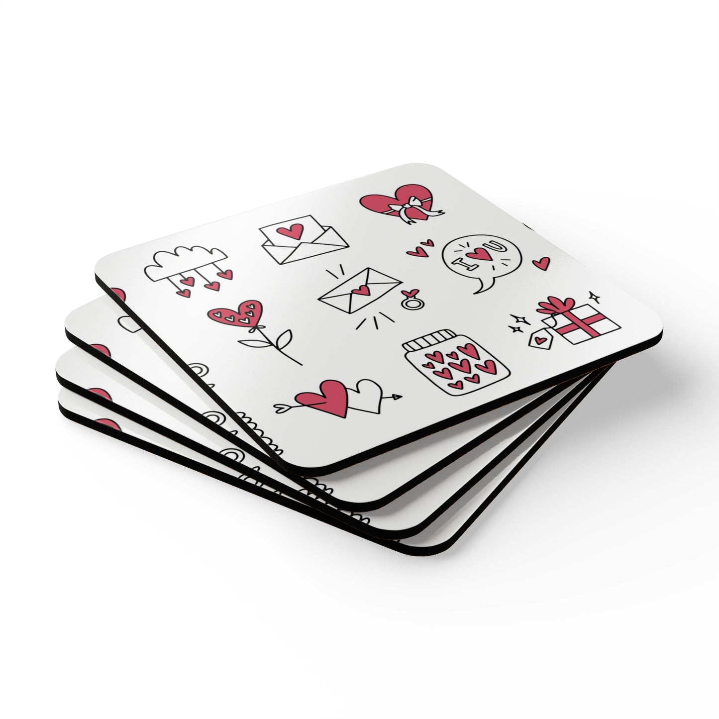 Love Icons   Custom Corkwood Coaster Set